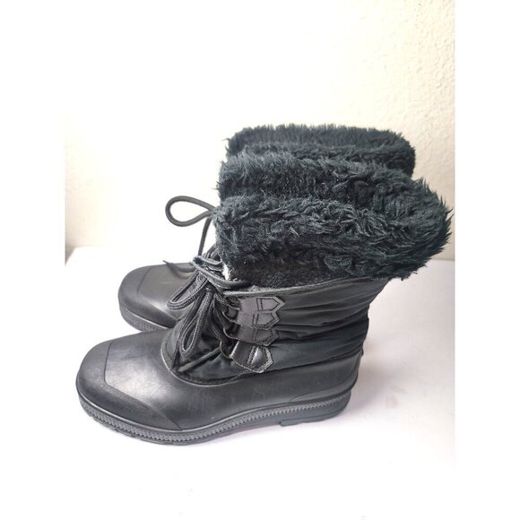Vintage Sorel Winter Boots Women's Size 9 Black Insulated Waterproof Snow Boots - Picture 4 of 12